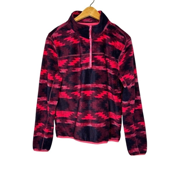 Aeropostale Aztec Southwest Pattern Red Pink Black Fleece Pullover Size XL - Picture 1 of 8